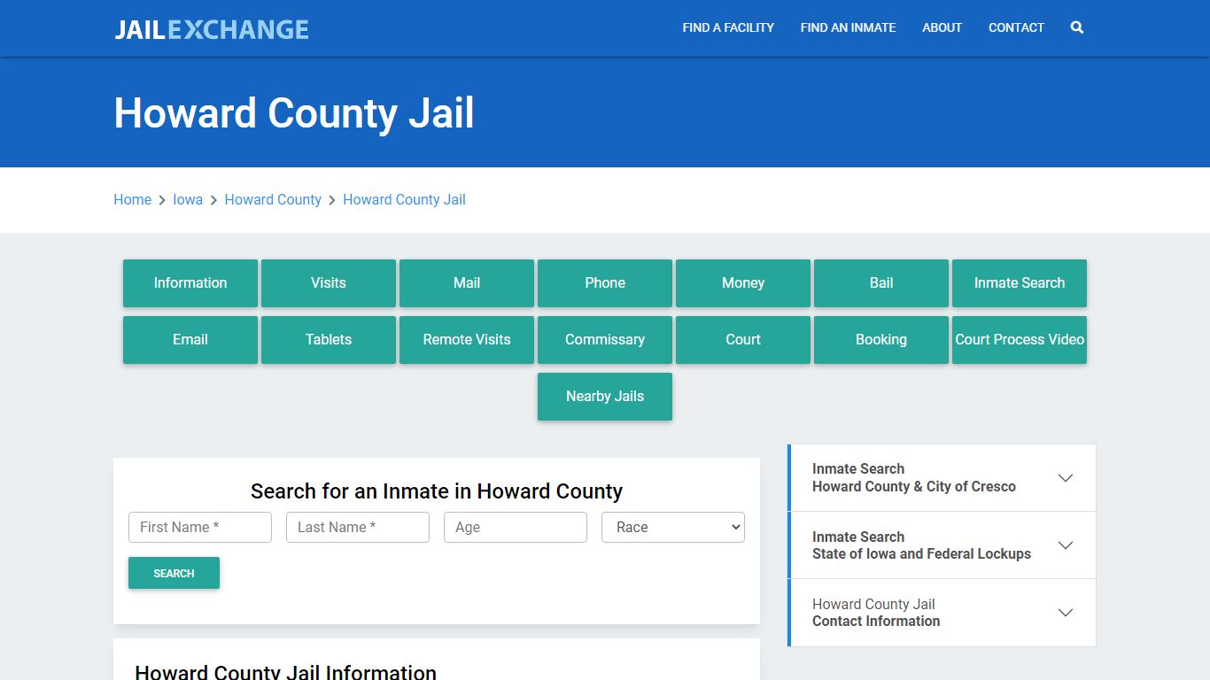 Howard County Jail Roster Lookup, IA, Inmate Search