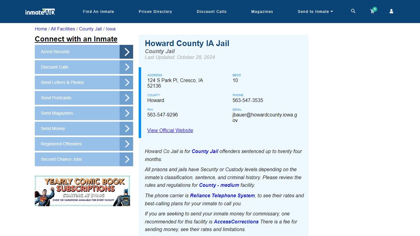 Howard County IA Jail - Inmate Locator