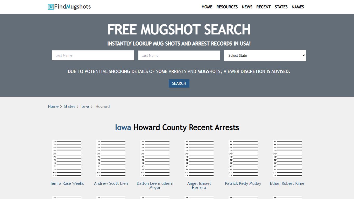 Find Howard Iowa Mugshots - Find Mugshots