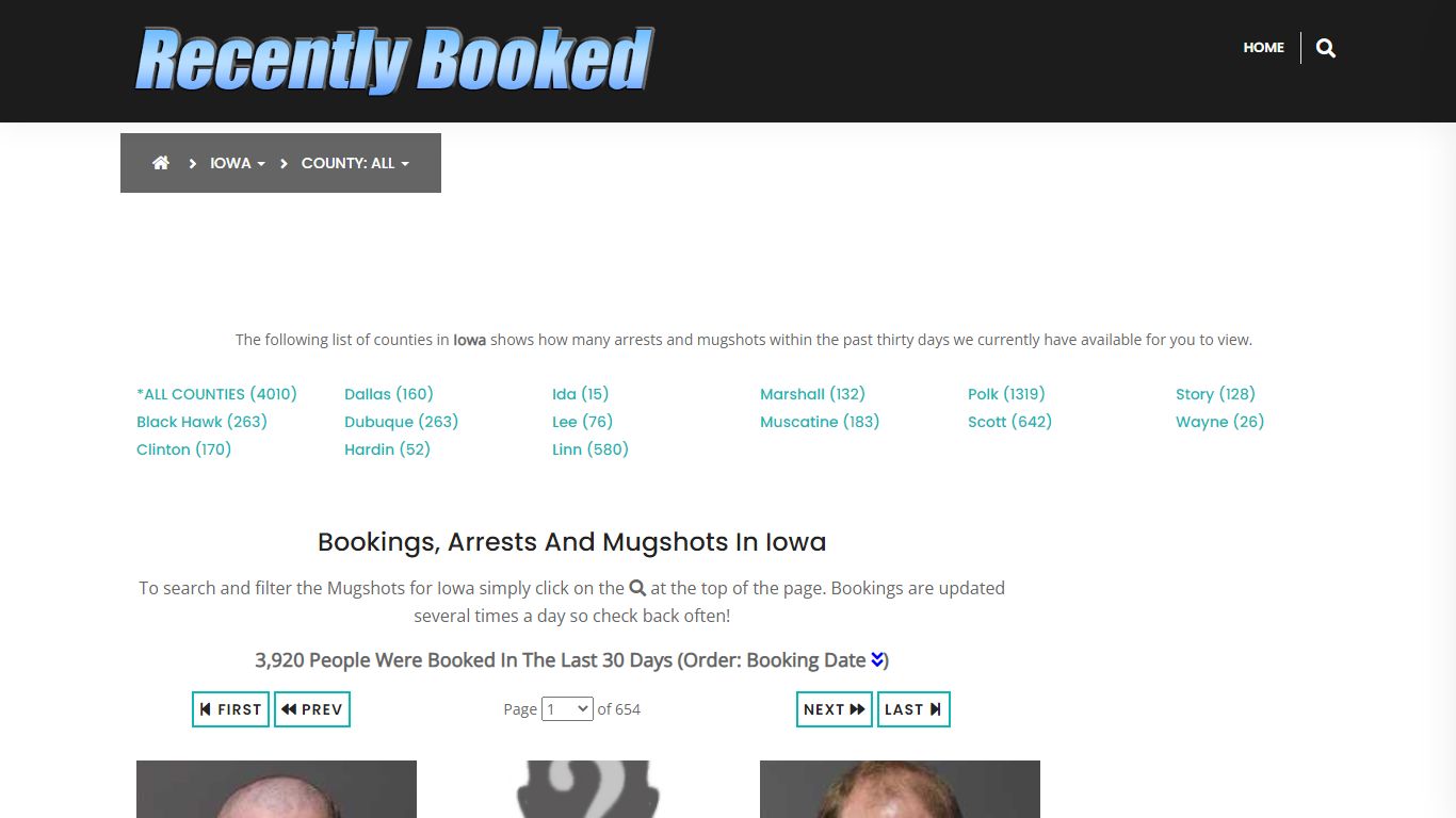 Bookings, Arrests and Mugshots in Iowa - Recently Booked